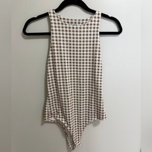 Gaze Brown and White Checkered Bodysuit
